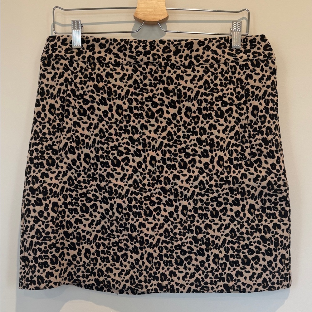 LOFT Leopard-Print Mini Skirt in Tan and Black